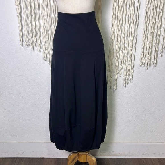 Peter O Mahler Black Lagenlook Tulip Midi Skirt Size M